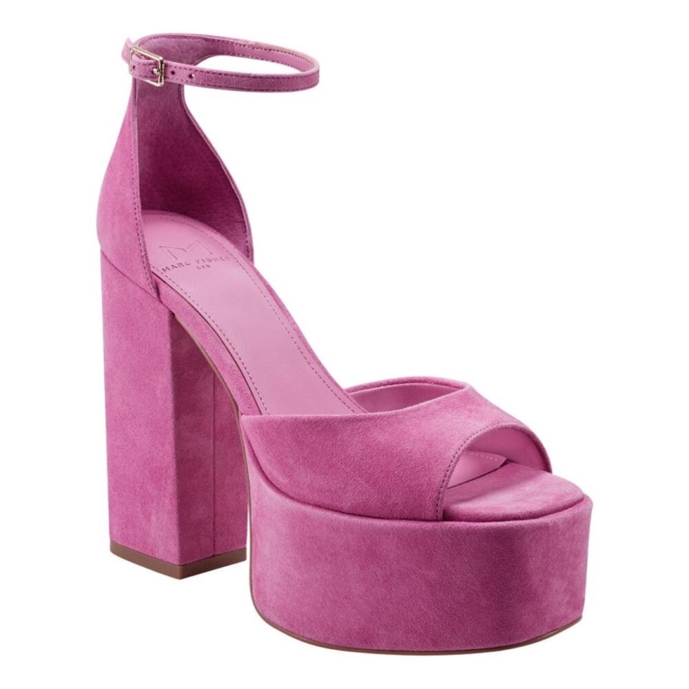Marc Fisher Della Platform Pink Suede Sandal Size 7.5